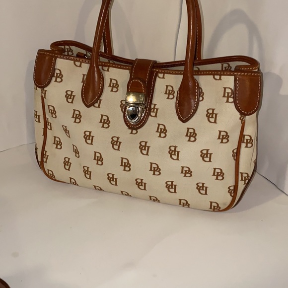 Dooney & Bourke DB Logo Canvas Satchel Crossbody - Picture 2 of 12